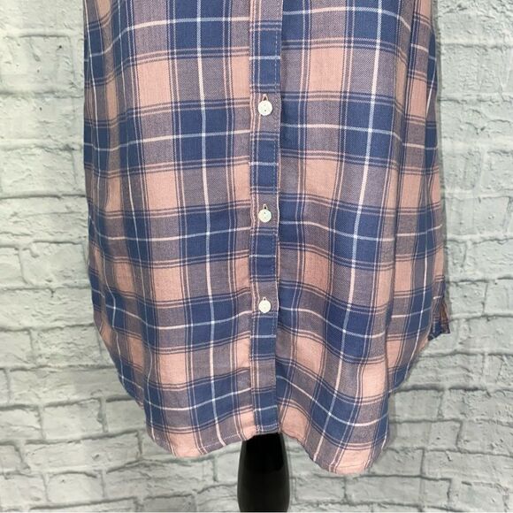 Wild pearl sleeveless plaid button down top w/lace back sz S women - Picture 2 of 9